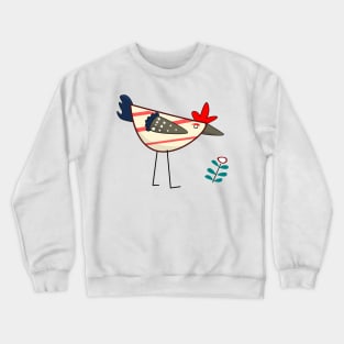 Cute and suspicious chicken looking at the flower Crewneck Sweatshirt